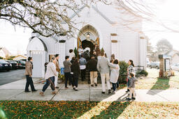 Congregation Members Entering Church on a Sunday Morning  image 3