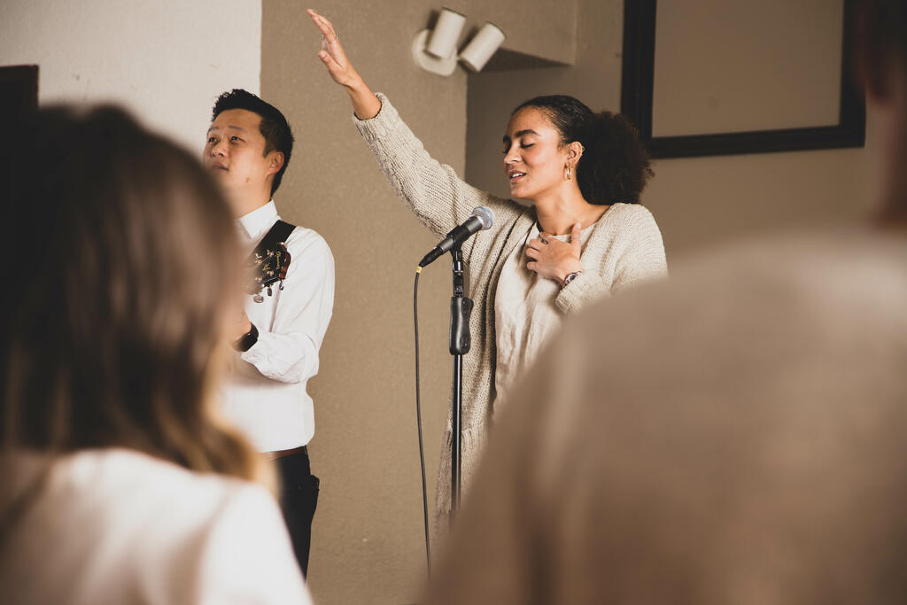 Worship Team Leading the Congregation on a Sunday Morning large preview