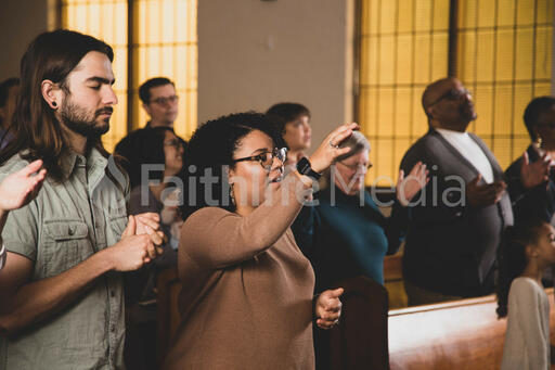 Congregation Members Worshipping on a Sunday Morning