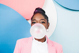Young Woman Blowing Bubble Gum  image 9
