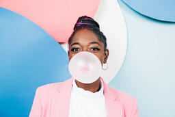 Young Woman Blowing Bubble Gum  image 7