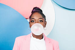 Young Woman Blowing Bubble Gum  image 6