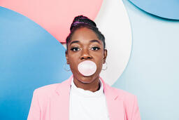Young Woman Blowing Bubble Gum  image 5