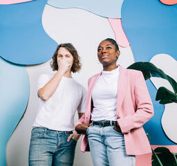 Young People Laughing and Blowing Bubble Gum  image 2