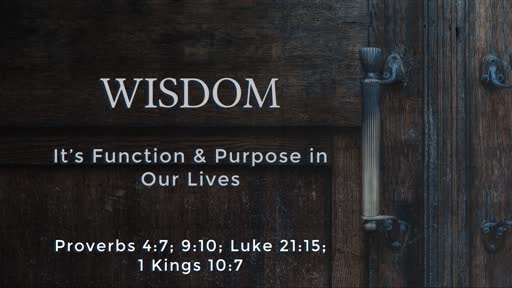WISDOM - It's Function & Purpose in Our Lives