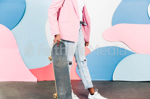 Young Woman with a Skateboard