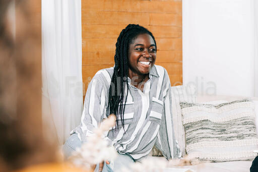 Woman Laughing during Small Group