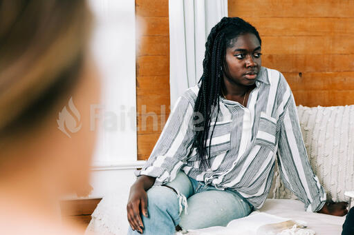 Woman Listening during Small Group Discussion