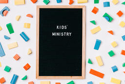 Blank Letter Board Surrounded by Colorful Wooden Blocks  image 2