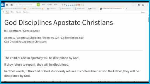 God Disciplines Apostate Christians