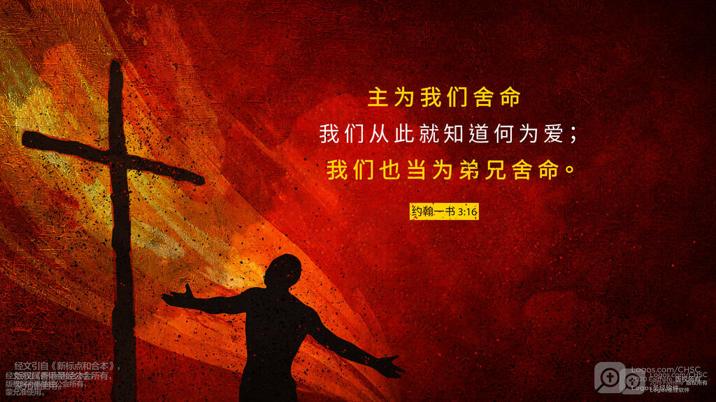 约翰一书 3：16: 主为我们舍命，我们从此就知道何为爱，我们也当为弟兄舍命。