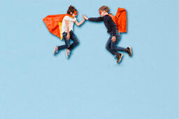 Kid Super Heroes Flying and Fist Pounding  image 2