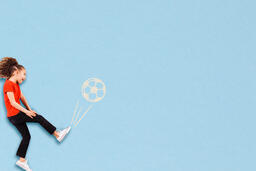 Boy Kicking Illustrated Soccer Ball  image 2