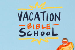Boy Super Hero with a Vacation Bible School Graphic  image 1