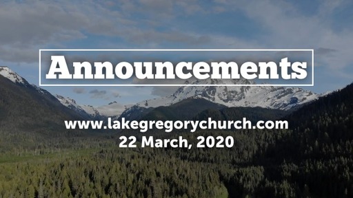 Announcements, Sunday, March 22