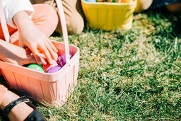 Child Looking Through Their Easter Eggs  image 1