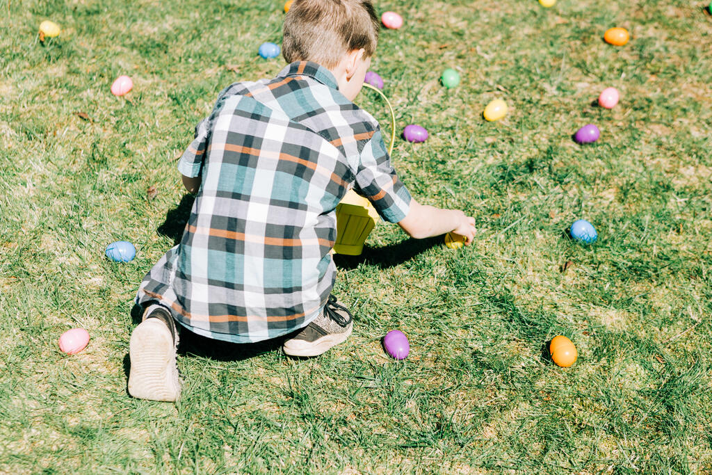 Boy Grabbing Easter Eggs large preview