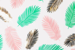 Pink, Green and Gold Paper Palm Leaves  image 1
