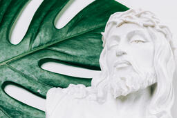Christ Statue and Modern Foliage  image 1