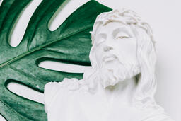 Christ Statue and Modern Foliage  image 2