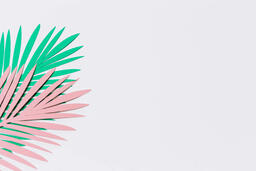 Green and Pink Paper Palm Leaves  image 1