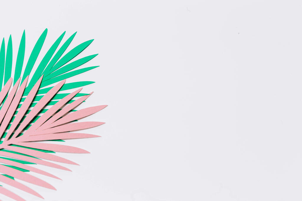 Green and Pink Paper Palm Leaves large preview