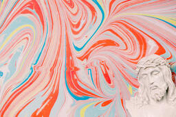 Christ Statue on Pastel Marbled Background  image 2