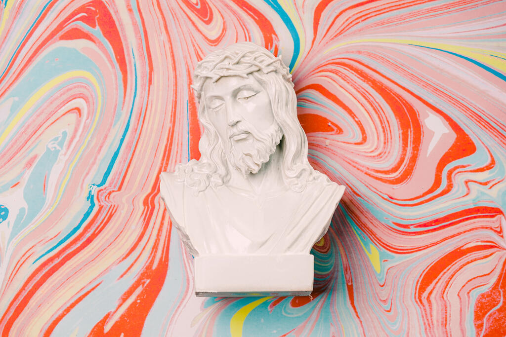 Christ Statue on Pastel Marbled Background large preview