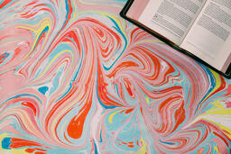 Bible Open to Matthew 27-28 on Pastel Marbled Background  image 5