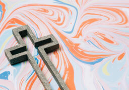 Cross on Pastel Marbled Background  image 2