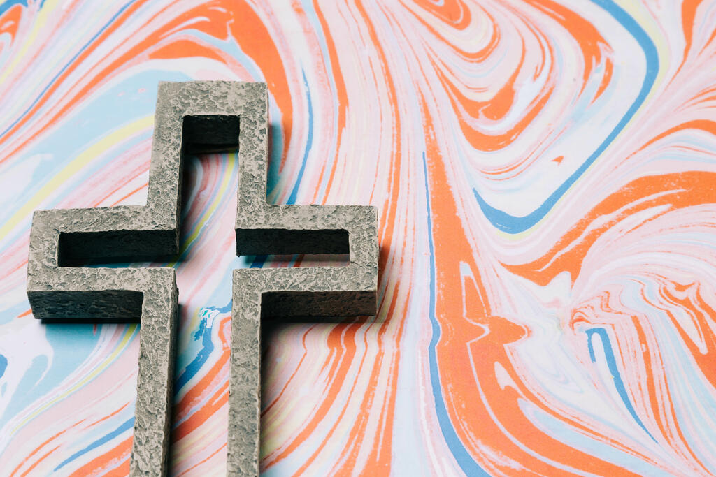 Cross on Pastel Marbled Background large preview