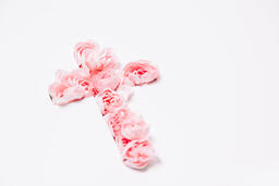 Cross with Pink Flowers Poking Through  image 4