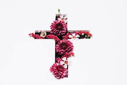 Cross with Purple Flowers Poking Through  image 4
