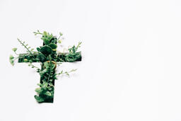 Cross with Greenery Poking Through  image 2
