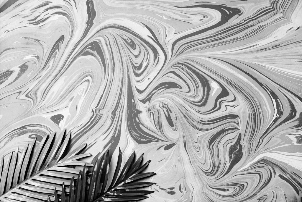 Palm Leaves on Marbled Background large preview