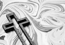 Concrete Cross Outline on Marbled Background  image 1