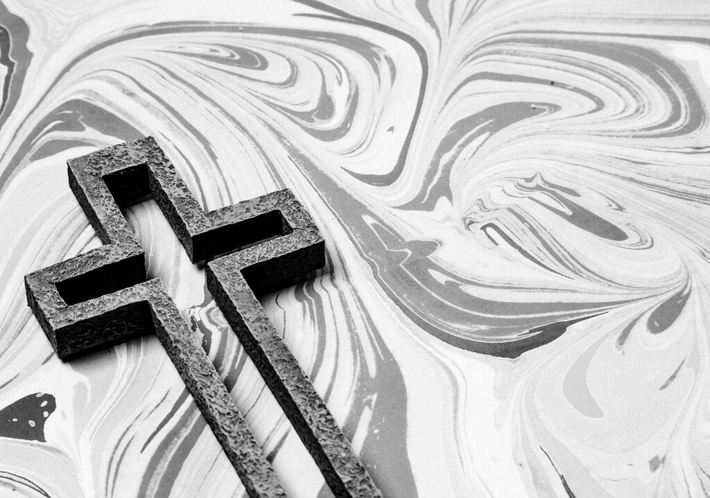 Concrete Cross Outline on Marbled Background large preview