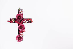 Cross with Purple Flowers Poking Through  image 3