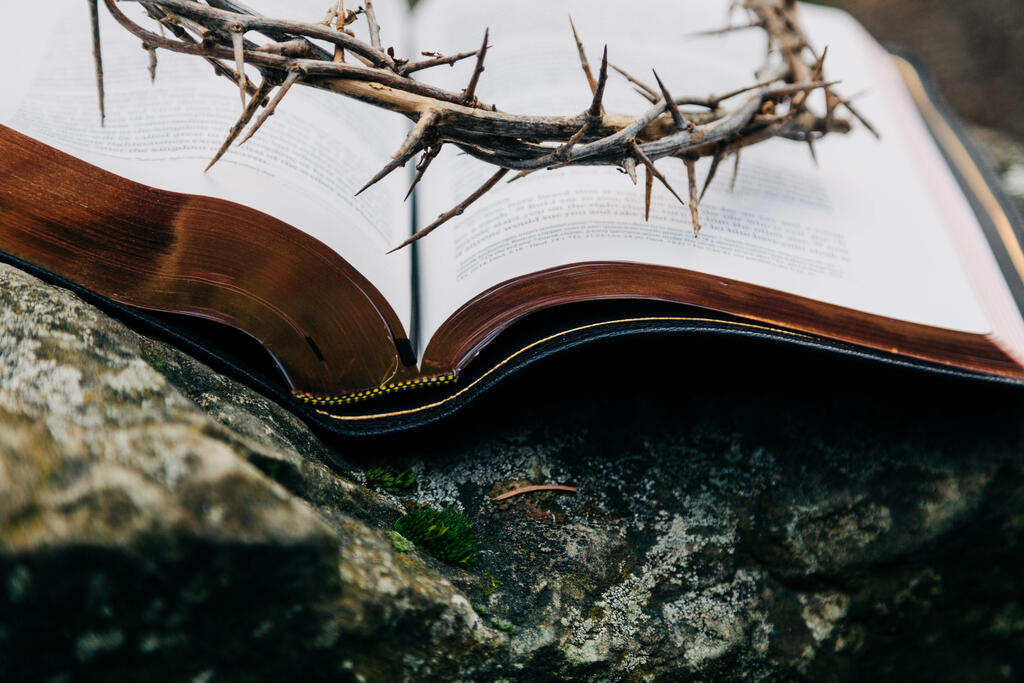 The Crown of Thorns Sitting on an Open Bible large preview