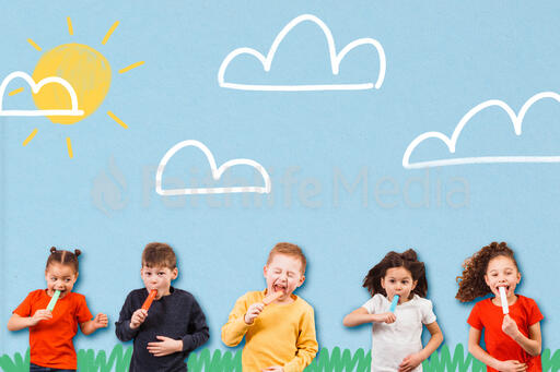 Kids Eating Popsicles in Summer Illustration