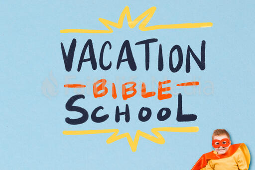 Boy Super Hero with a Vacation Bible School Graphic