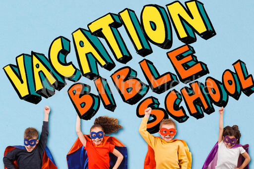 Kid Super Heroes with Vacation Bible School Graphic