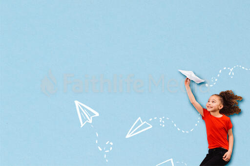 Girl Throwing Illustrated Paper Airplanes