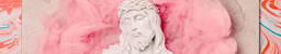 Christ Statue on Pink Texture and Pastel Marbled Background  image 4