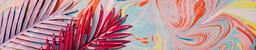 Pink and Purple Palm Leaves on Pastel Marbled Background  image 5