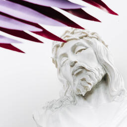 Christ Statue and Palm Leaves  image 9