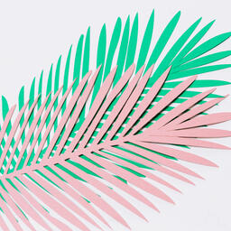 Green and Pink Paper Palm Leaves  image 6