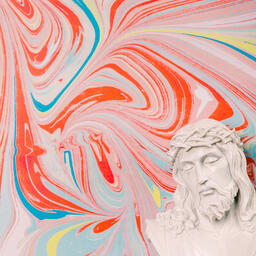 Christ Statue on Pastel Marbled Background  image 6