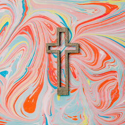 Cross on Pastel Marbled Background  image 5