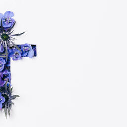 Cross with Blue Flowers Poking Through  image 4